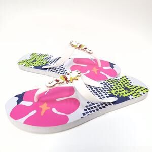 Aloha Island Womens Seahorse Summer Flip flop Size 9 / 10 Sandal White​